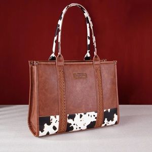 WRANGLER Leather Cow Print Tote